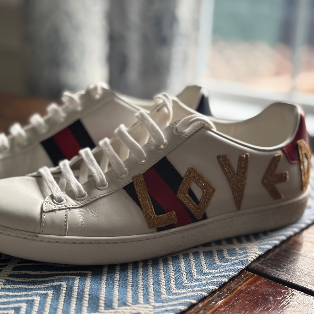Gucci Ace “Loved” Sneakers White Women’s Sz 11us/ 41 Excellent used condition